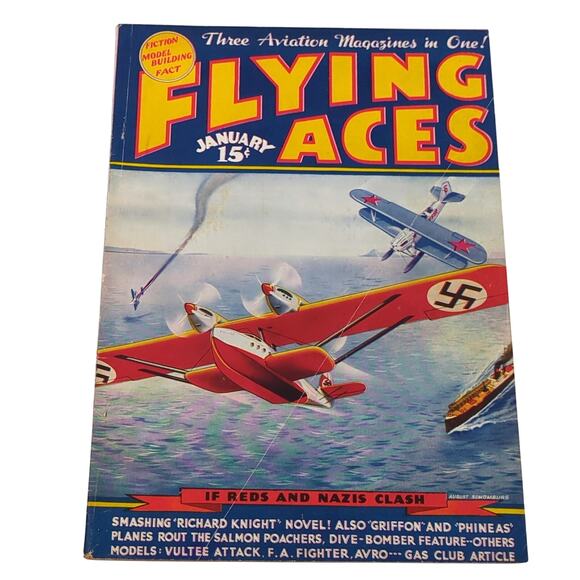 Flying Aces Magazine January 1937 Aircraft Flight Aviation Germany Russia Pulp - Picture 1 of 6
